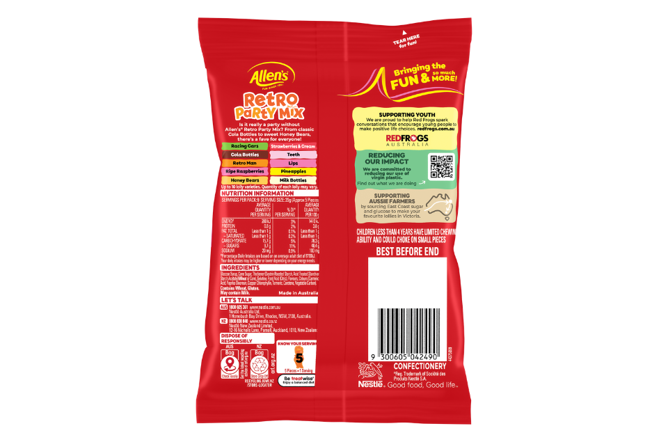 retro party mix - back of pack